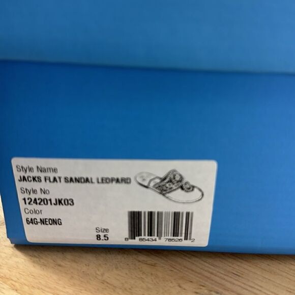 Jack Rogers Jacks Flat Sandals- Neon Green Leopard- Size 8.5- NIB - Picture 5 of 5